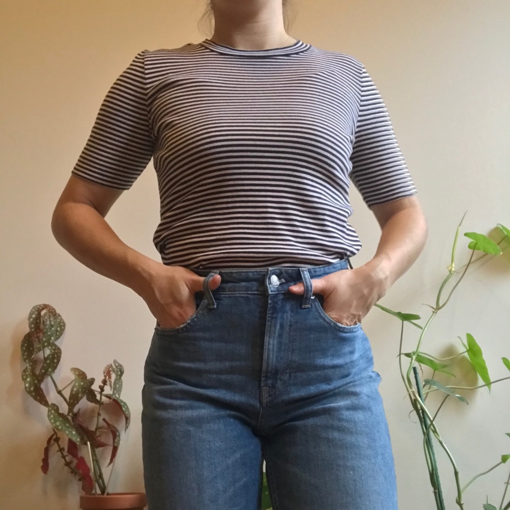 Madwell black and white striped tee